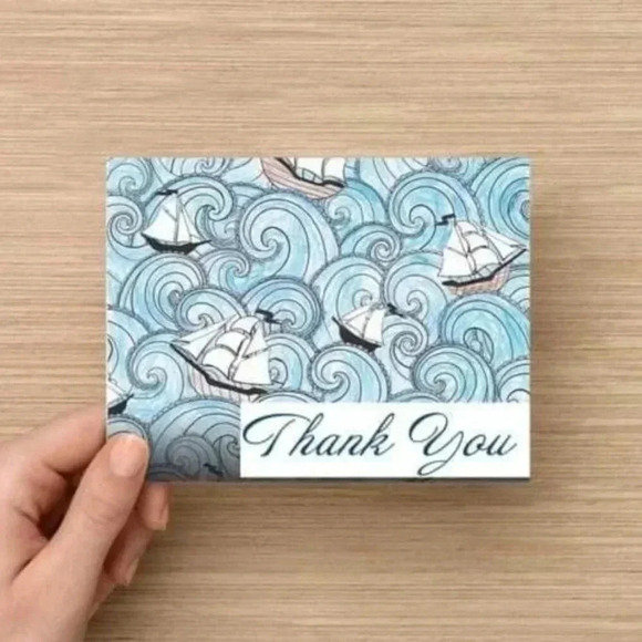 Unique Custom Printed "Thank You" Cards, Ocean - Picture 2 of 8